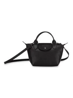 Longchamp XS Le Pliage Leather Crossbody Tote Black -Longchamp Sales Shop unnamed file 21