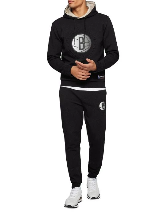 BOSS X NBA Nets Logo Bounce Hoodie Sweatshirt For Men 4 BOSS X NBA Nets Logo Bounce Hoodie Sweatshirt For Men - Image 2