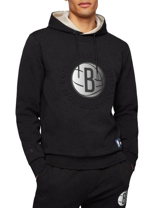BOSS X NBA Nets Logo Bounce Hoodie Sweatshirt For Men 5 BOSS X NBA Nets Logo Bounce Hoodie Sweatshirt For Men - Image 3