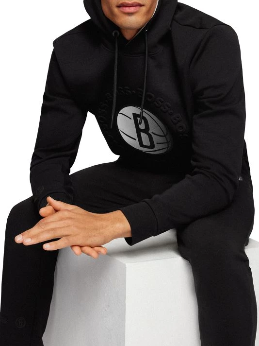 BOSS X NBA Nets Logo Bounce Hoodie Sweatshirt For Men 7 BOSS X NBA Nets Logo Bounce Hoodie Sweatshirt For Men - Image 5