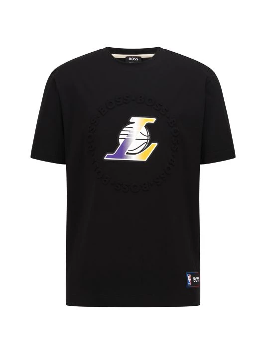 BOSS X NBA Lakers Logo Cotton-Blend T-Shirt For Men 3 BOSS X NBA Lakers Logo Cotton-Blend T-Shirt For Men