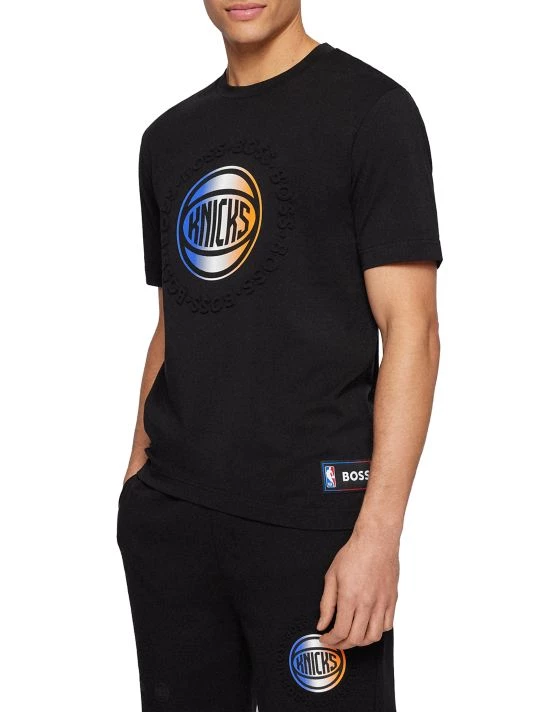 BOSS X NBA Knicks Logo Cotton-Blend T-Shirt For Men 5 BOSS X NBA Knicks Logo Cotton-Blend T-Shirt For Men - Image 3