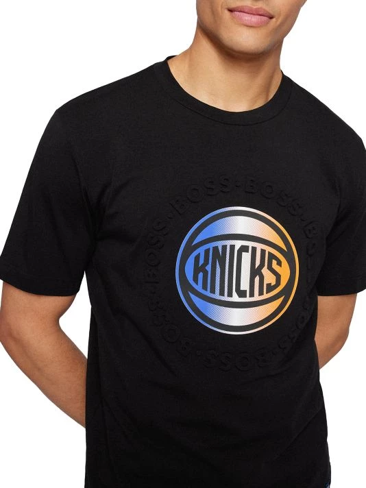 BOSS X NBA Knicks Logo Cotton-Blend T-Shirt For Men 7 BOSS X NBA Knicks Logo Cotton-Blend T-Shirt For Men - Image 5