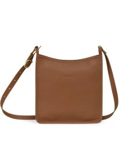 Longchamp Medium Le Foulonné Leather Crossbody Bag Caramel
