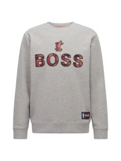 BOSS X NBA Miami Heat Basketball Team Windmill Crewneck Sweatshirt For Men