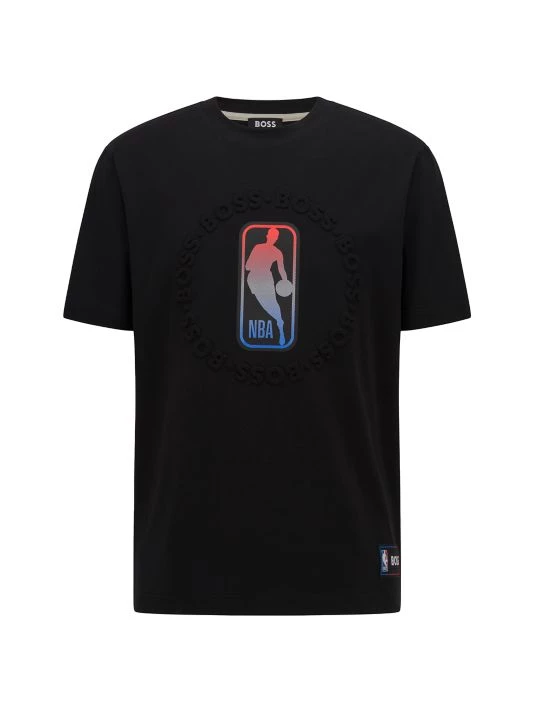 BOSS X NBA NBA Logo Cotton-Blend T-Shirt For Men 3 BOSS X NBA NBA Logo Cotton-Blend T-Shirt For Men