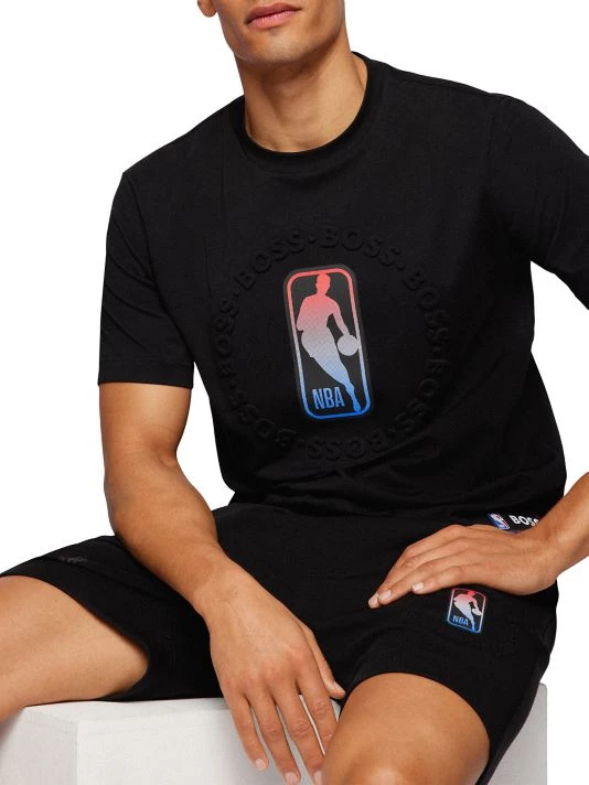 BOSS X NBA NBA Logo Cotton-Blend T-Shirt For Men 7 BOSS X NBA NBA Logo Cotton-Blend T-Shirt For Men - Image 5