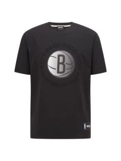 BOSS X NBA Nets Logo Cotton-Blend T-Shirt For Men