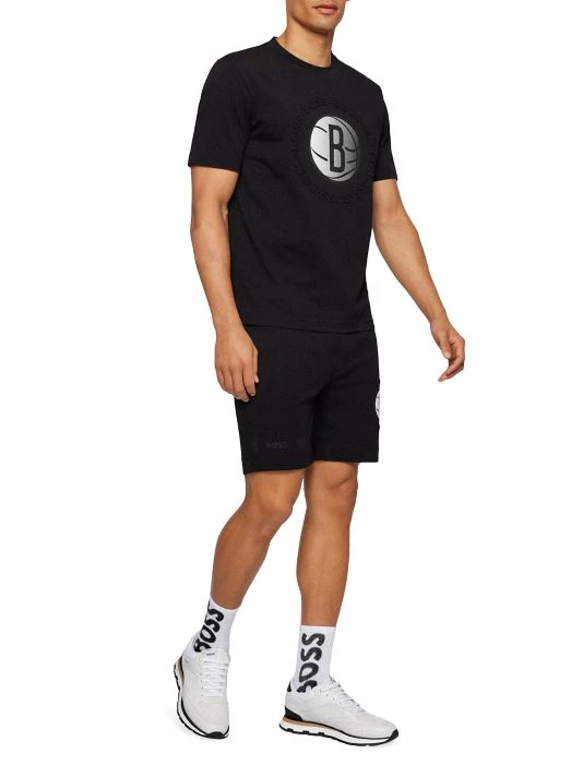 BOSS X NBA Nets Logo Cotton-Blend T-Shirt For Men 4 BOSS X NBA Nets Logo Cotton-Blend T-Shirt For Men - Image 2